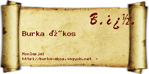 Burka Ákos névjegykártya